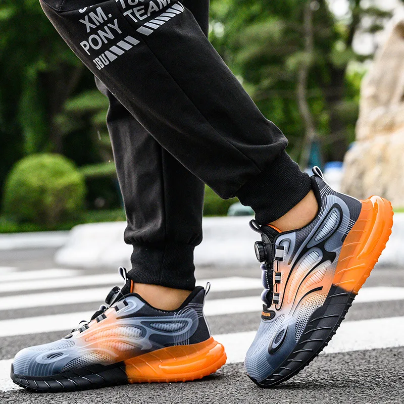 Rotating Button  Anti-puncture Work Shoes New Safety Shoes Men Anti-smash Fashion Men Sport Shoes Security Protective Boots Men