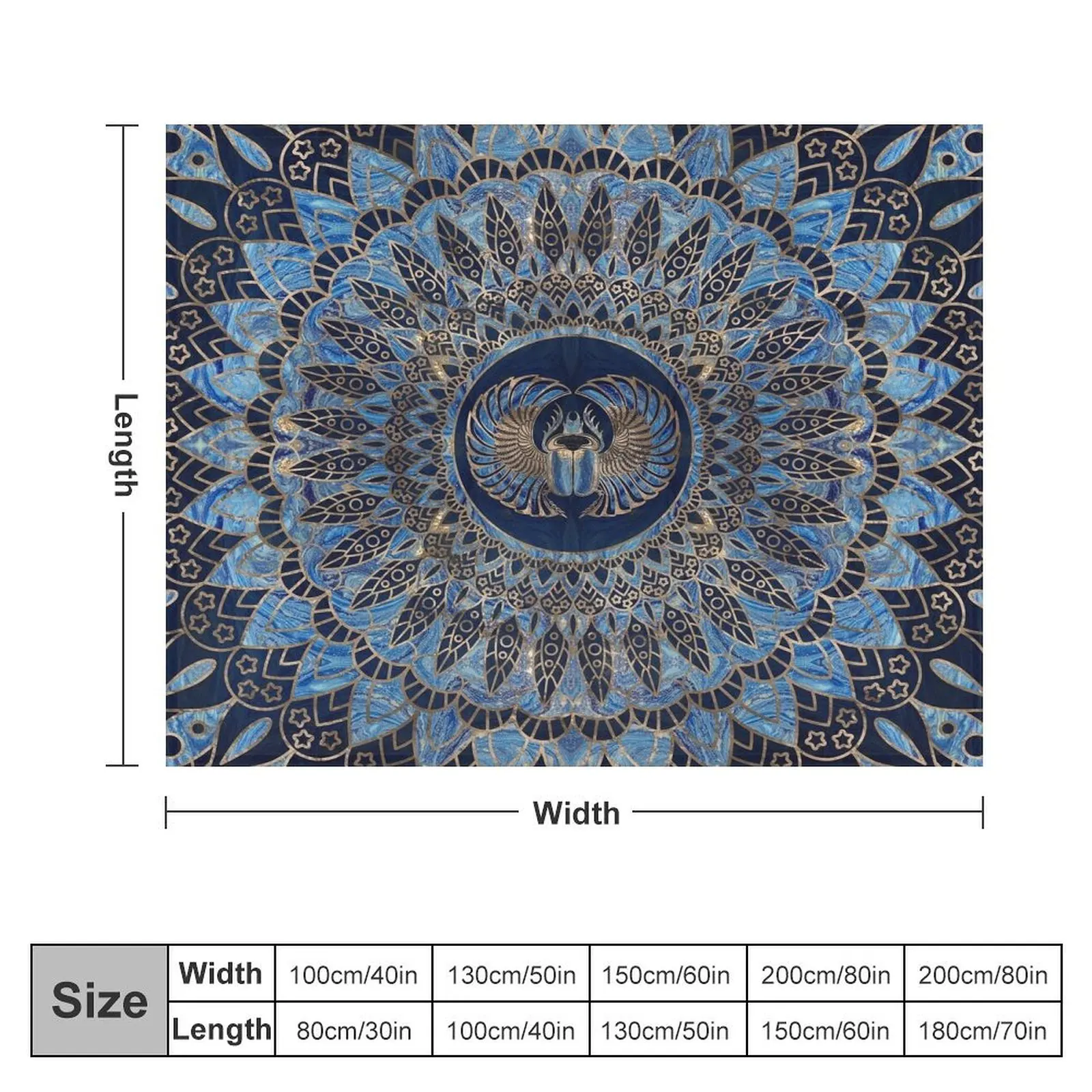 Egyptian Scarab Beetle Gold and Blue marble Throw Blanket Blankets For Bed blankets ands Blankets