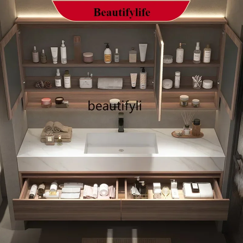 

F185 Stone Plate Whole Washbin Bathroom Cabinet Combination Bathroom Washbasin Hand Washing Cabinet Washstand