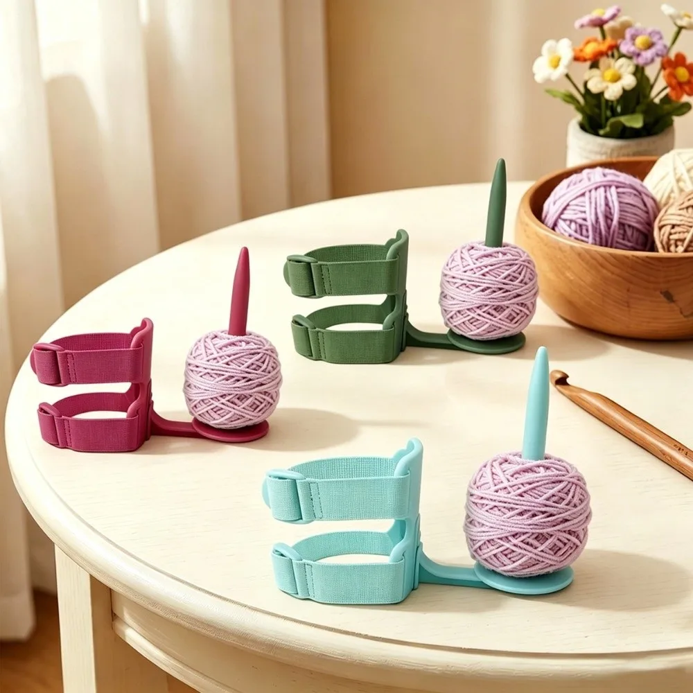 Double Strap Arm-worn Crochet Yarn Holder 360° Rotating Anti-Tangle Portable Yarn Spinners Non-slip Detachable