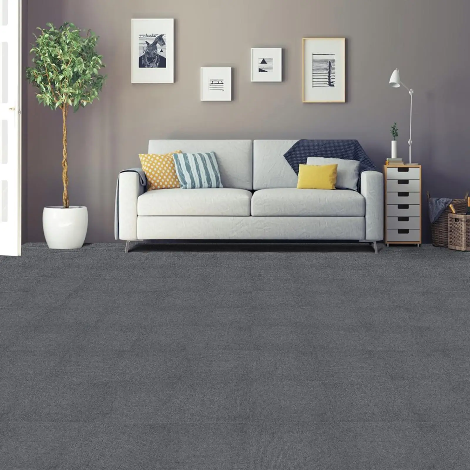 12 Self-Adhesive Carpet Tiles - Peel and Stick Non-Slip Floor Planks for Easy Installation