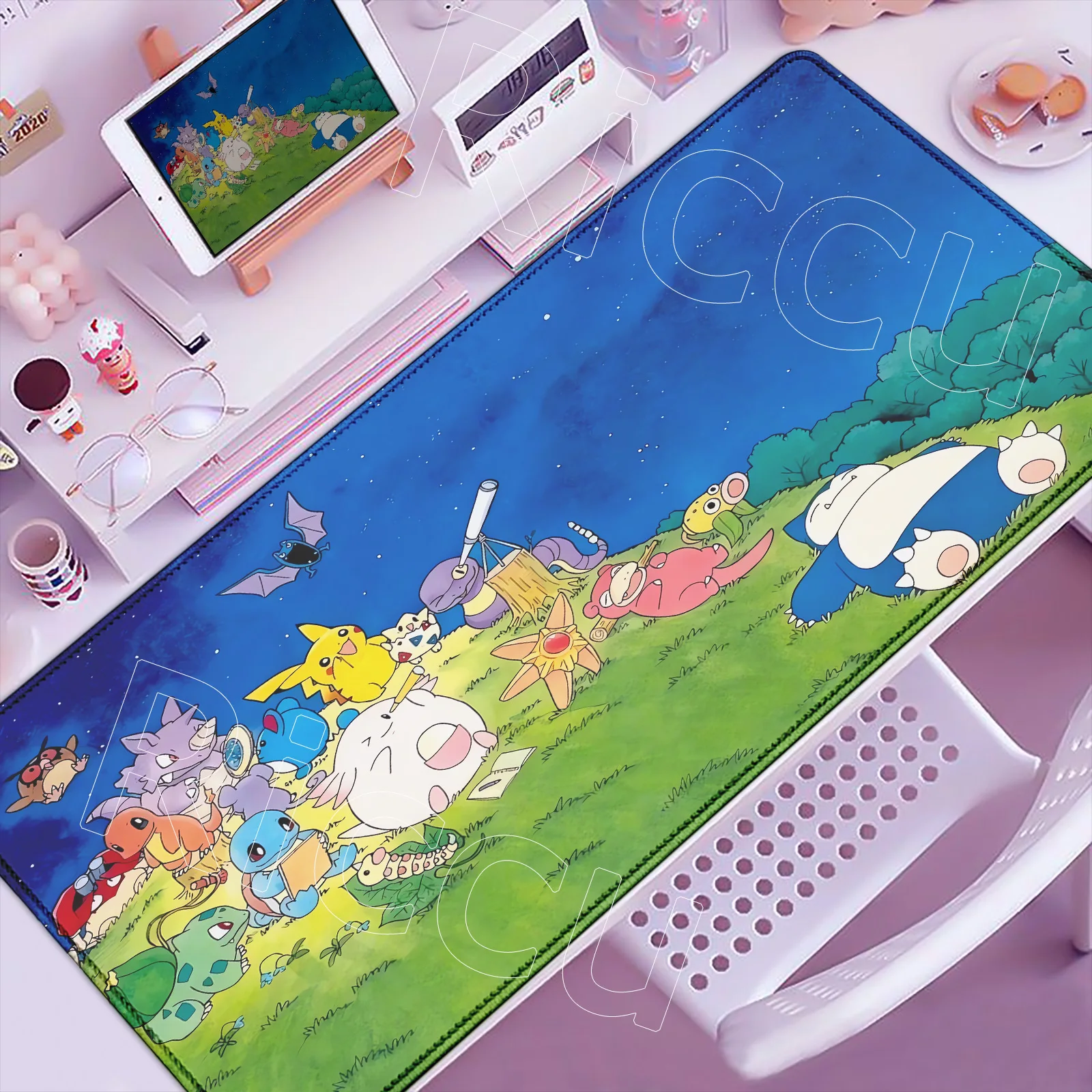 

Cute Anime Mouse Pad PC Cartoon P-pokemon Gamer Cabinet Keyboard Rug XXL Gengar Pikachu Extended Desk Mat Laptop Kawaii Mousepad