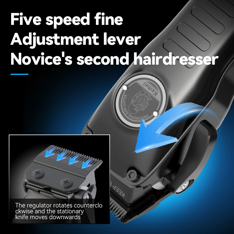 Kemei Professional Barber Fade Clippers 0mm Zero Gapped Edgers Hair Trimmer Electric Men Bald Head Finish Hair Cutting Machine