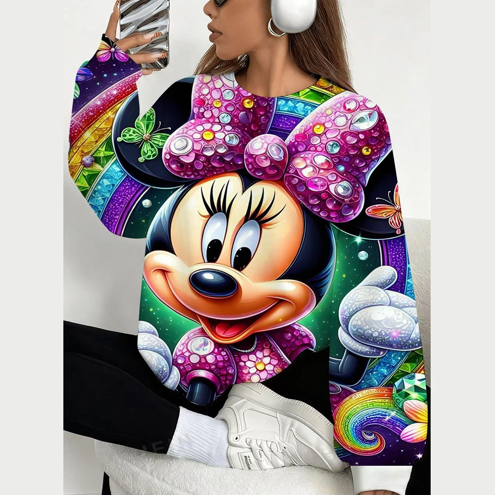 Hoodies femininos série disney moletom feminino moda crewneck hoodie kawaii mickey mouse suores feminino agasalho menina sudadera