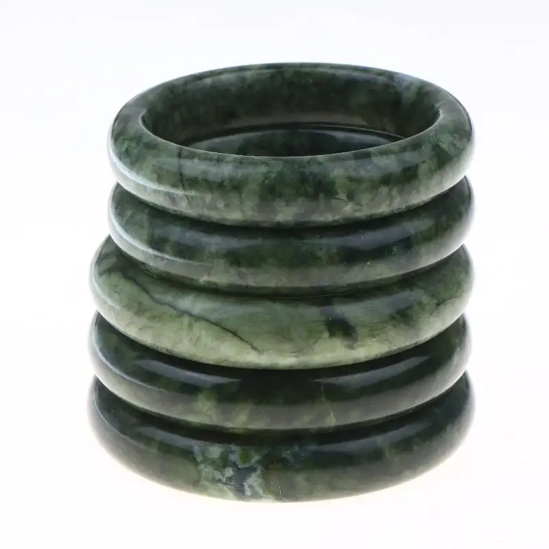 1 PCS Fashion Green White Jade Bracelet Hand Carved Wide Nanyu Bangle Thoughtful Gift for Best Friends