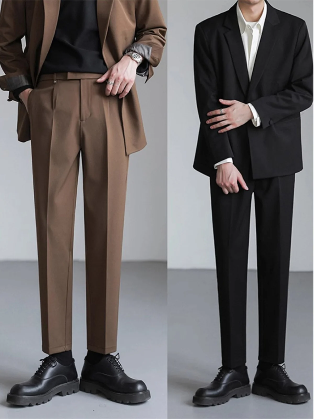 

Men's Autumn Winter Drapey Suit Pants Korean Sle Trendy Loose Straight Leg Formal Casual Trousers Busin Casual Sle