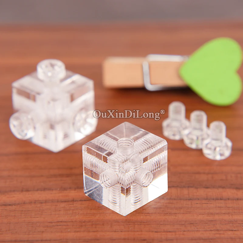 200PCS Clear Acrylic Block Cubes 6-Sides Fixed Right Angle Corner Braces Chassis Electric Stoves Square Dishes Joint Brackets