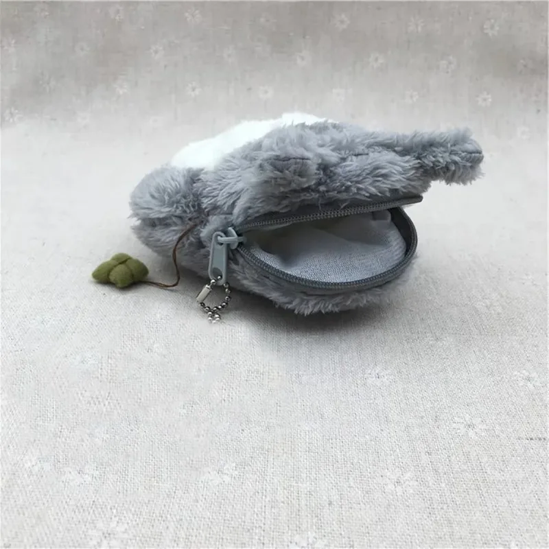 Cute Totoro Coin Purse Key Chain Soft Plush Zipper Small Wallet for Teens Girls Women Kawaii Data Cables ears Bag Key Pouch view 5