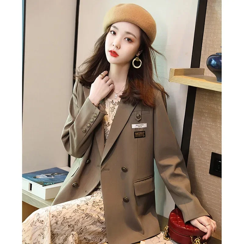 Fashion Suit Coat Women's Spring Autumn 2025 New Blazer Jacket Casual Textured Senior Overwear Popular This Year Outcoat Ladies