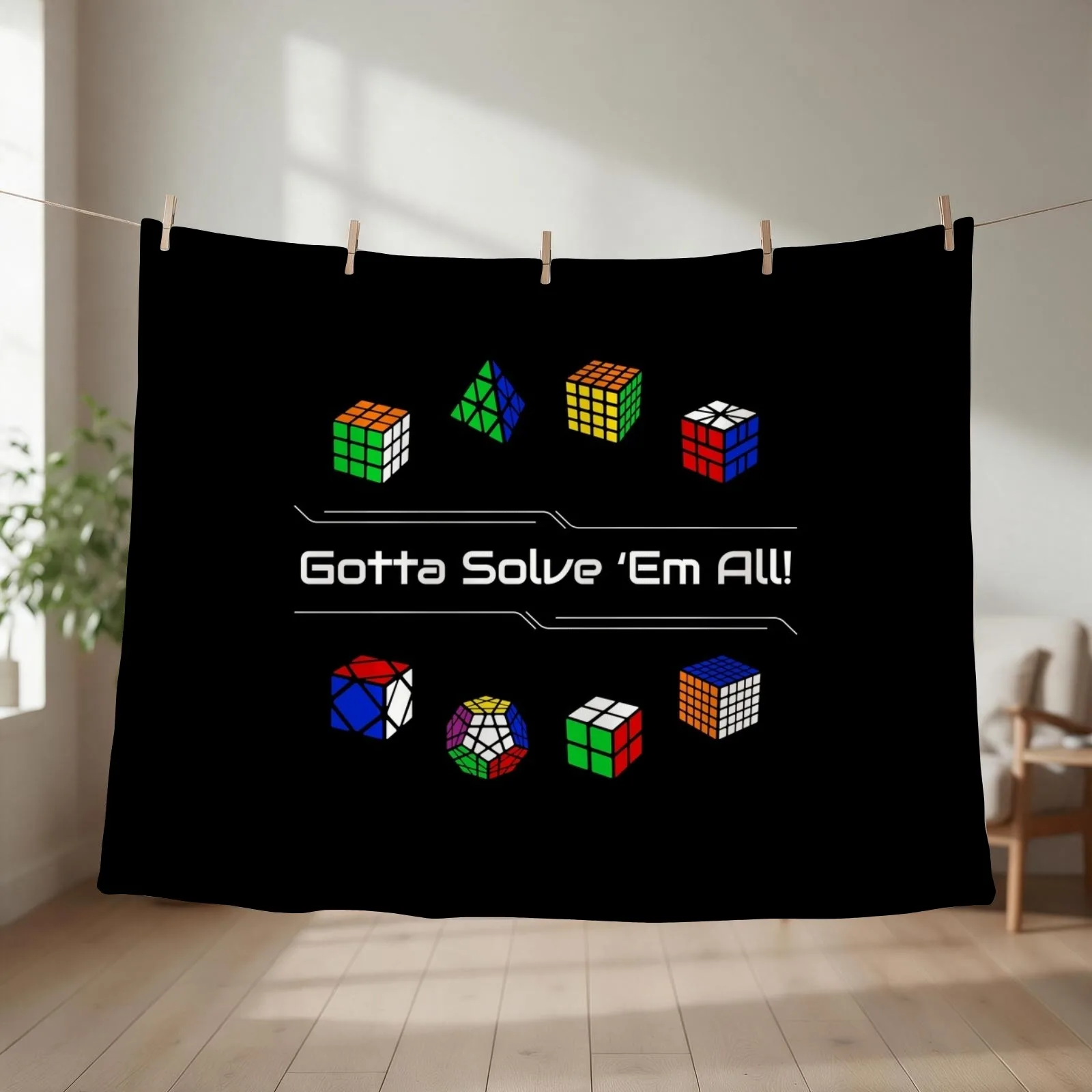Gotta Solve 'Em All! Puzzles Throw Blanket Loose Flannel Fabric Thins Hairy Blankets