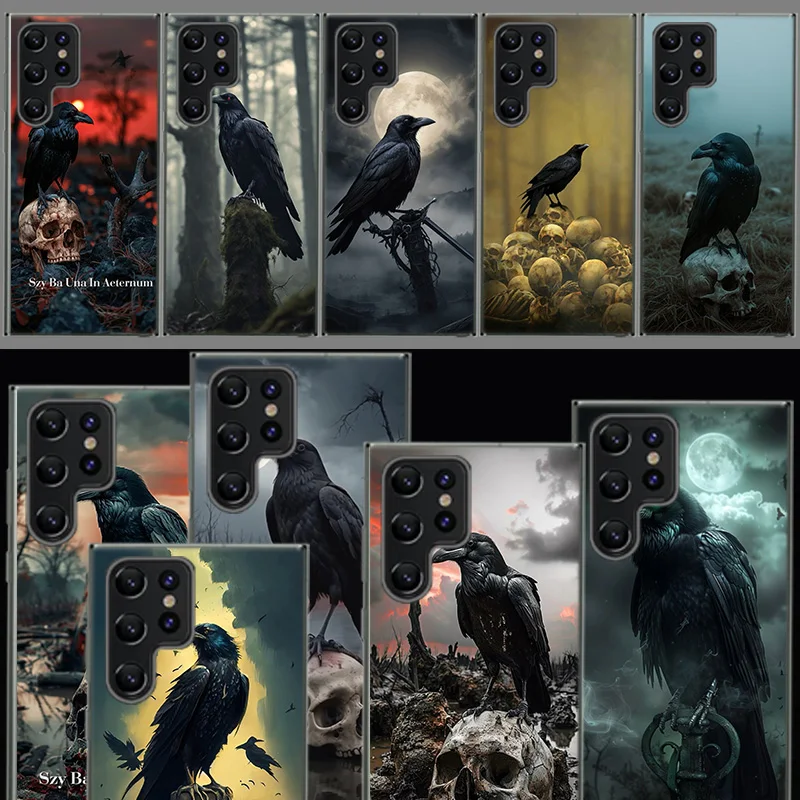 Raven Dark Crow Capa Phone Case For Samsung S26 Ultra S25 Edge Galaxy S23 S21 S20 S24 FE S22 S10 Plus Cover Clear TPU Shell Coqu