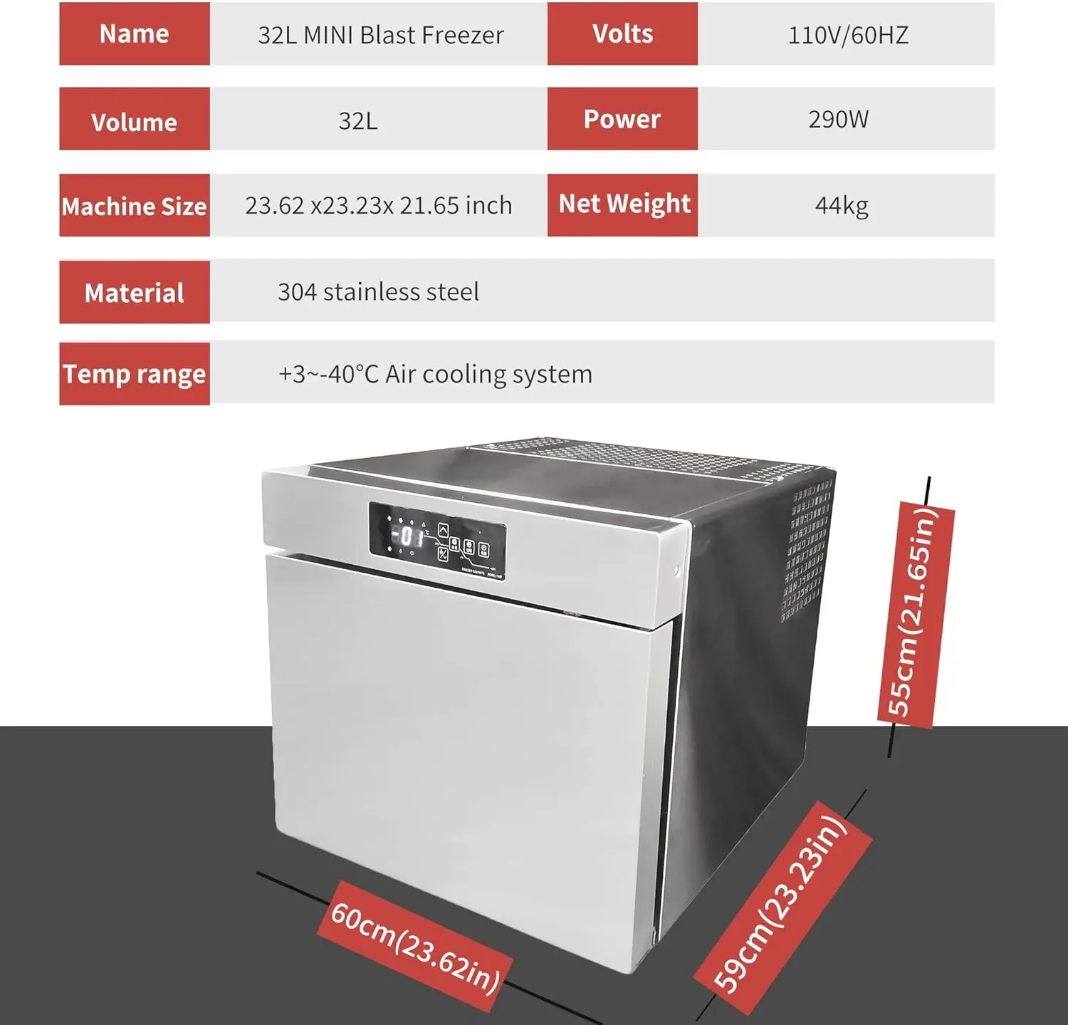 Mvckyi -40°C Commercial Fast Food Blast Freezer Large volume Frozen Seafood Fast Freezing Refrigerator For Ice Crea, Meat