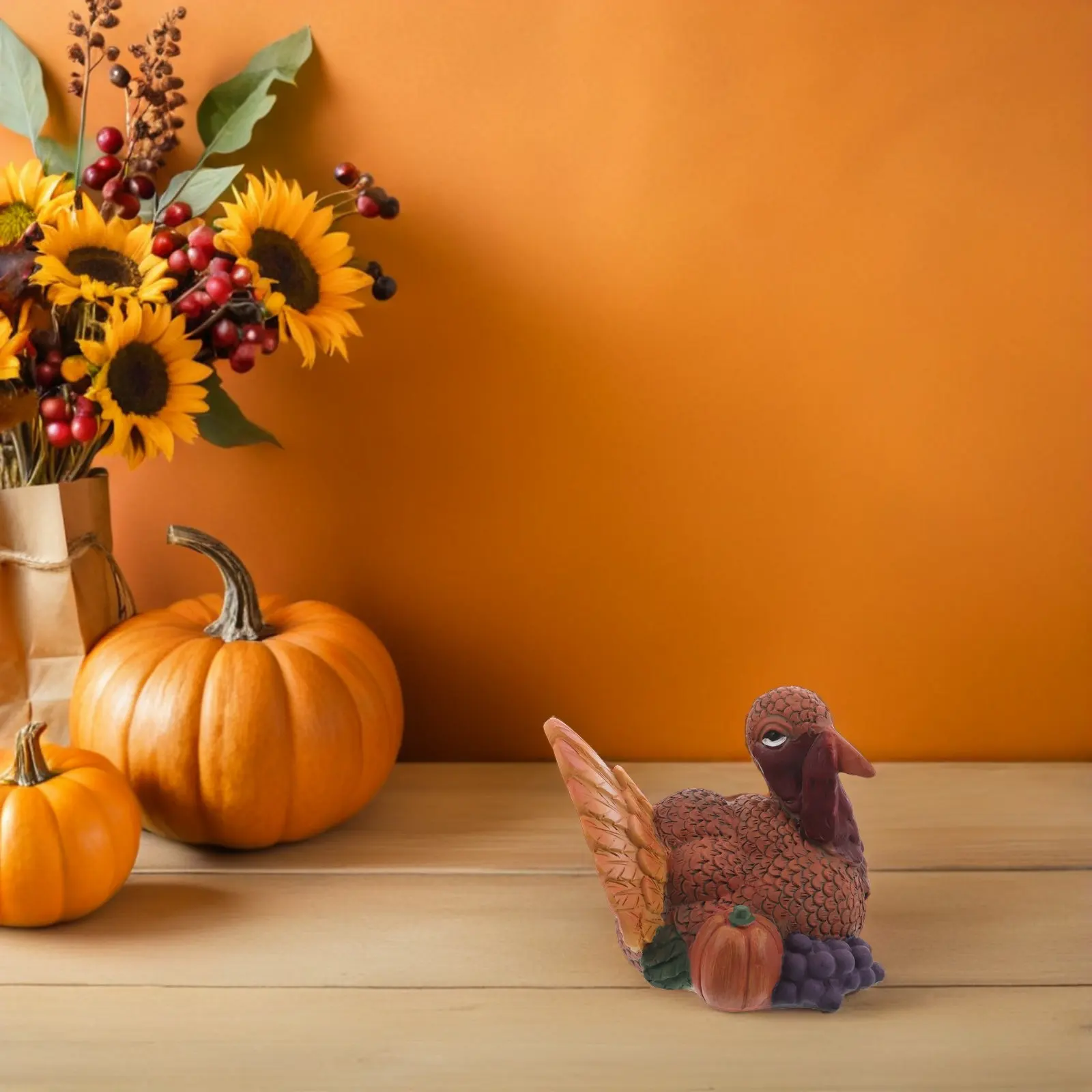 Resin Thanksgiving Turkey Outdoor Statue Garden Decoration Fall Yard Ornament Patio Tabletop Autumn Harvest Centerpiece Decor