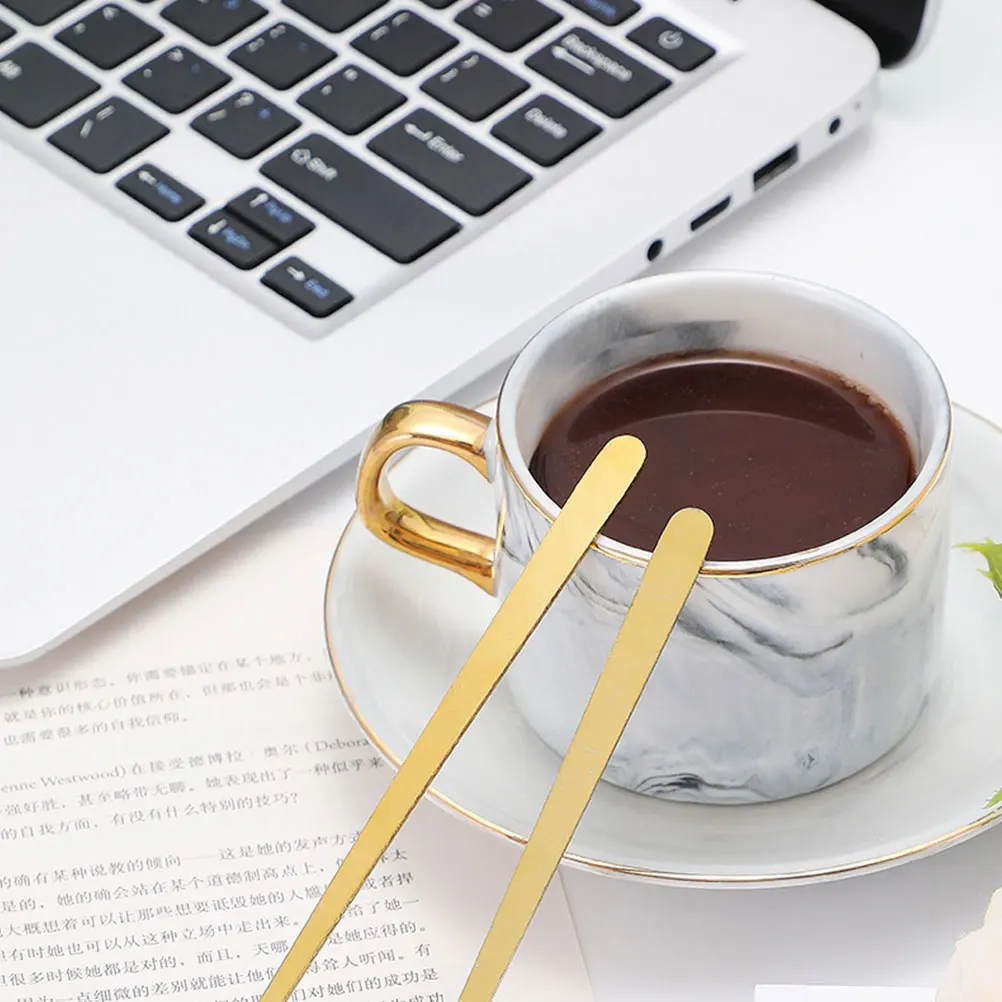 

20pcs Golden Square Head Coffee Spoon Long Handle Stainless Steel Teaspoon Mixing Spoon Kitchen Bar Utensils