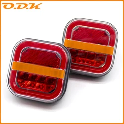 12V-24V 4 inch Car Led Trailer Tail Lamp Square Brake Flowing Turn Signal Blinker License Plate Lamp for Truck UTV ATV Van 4x4