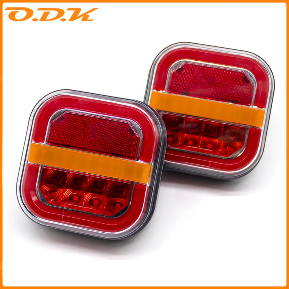 12V-24V 4-calowa samochodowa lampa tylna LED przyczepy Kwadratowy hamulec płynący kierunkowskaz Migacz Lampka rejestracyjna do ciężarówki UTV ATV Van 4x4