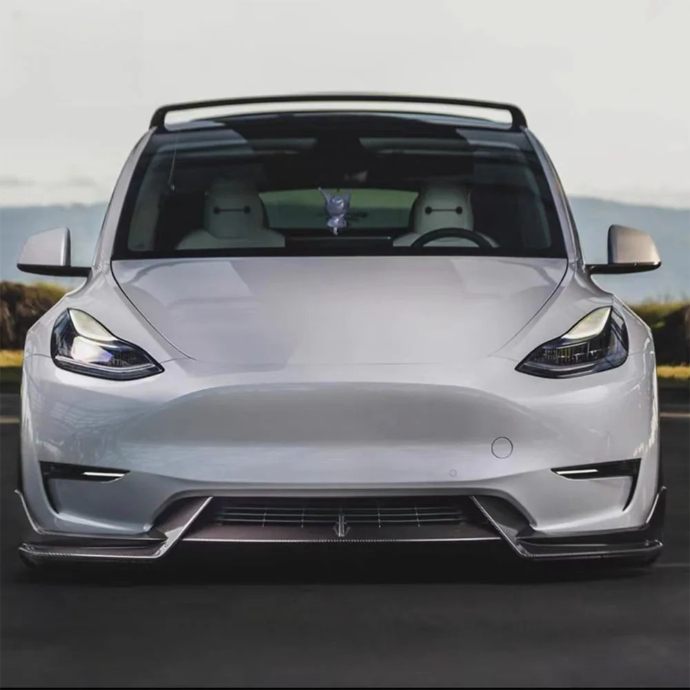 Kit pala anteriore labbro anteriore paraurti anteriore in carbonio opaco per Tesla Model 3 2017-2023 Model Y 2024 Kit splitter spoiler corpo berlina