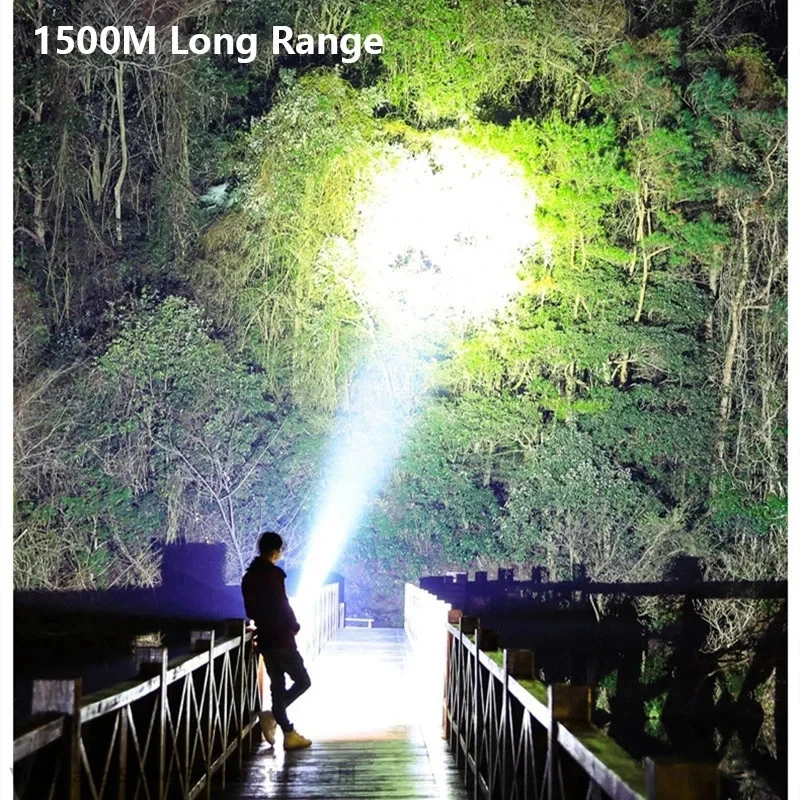 1500M Long Range 100W Most Powerful LED Flashligh Portable Spotlights USB Recharge Searchlight Outdoor Tactical Torch