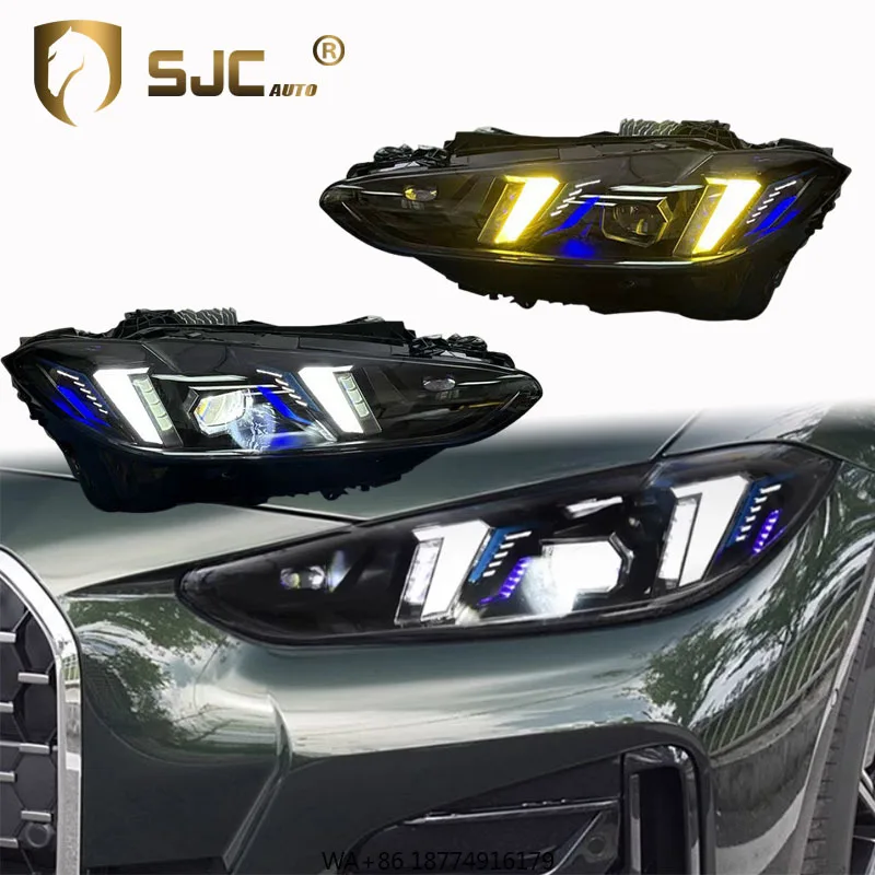 

Автозапчасти для 4-й серии G22 M3 G80 M4 G82 2019-2023, желтый, белый цвет, DRL, черная версия, фара Plug and Play