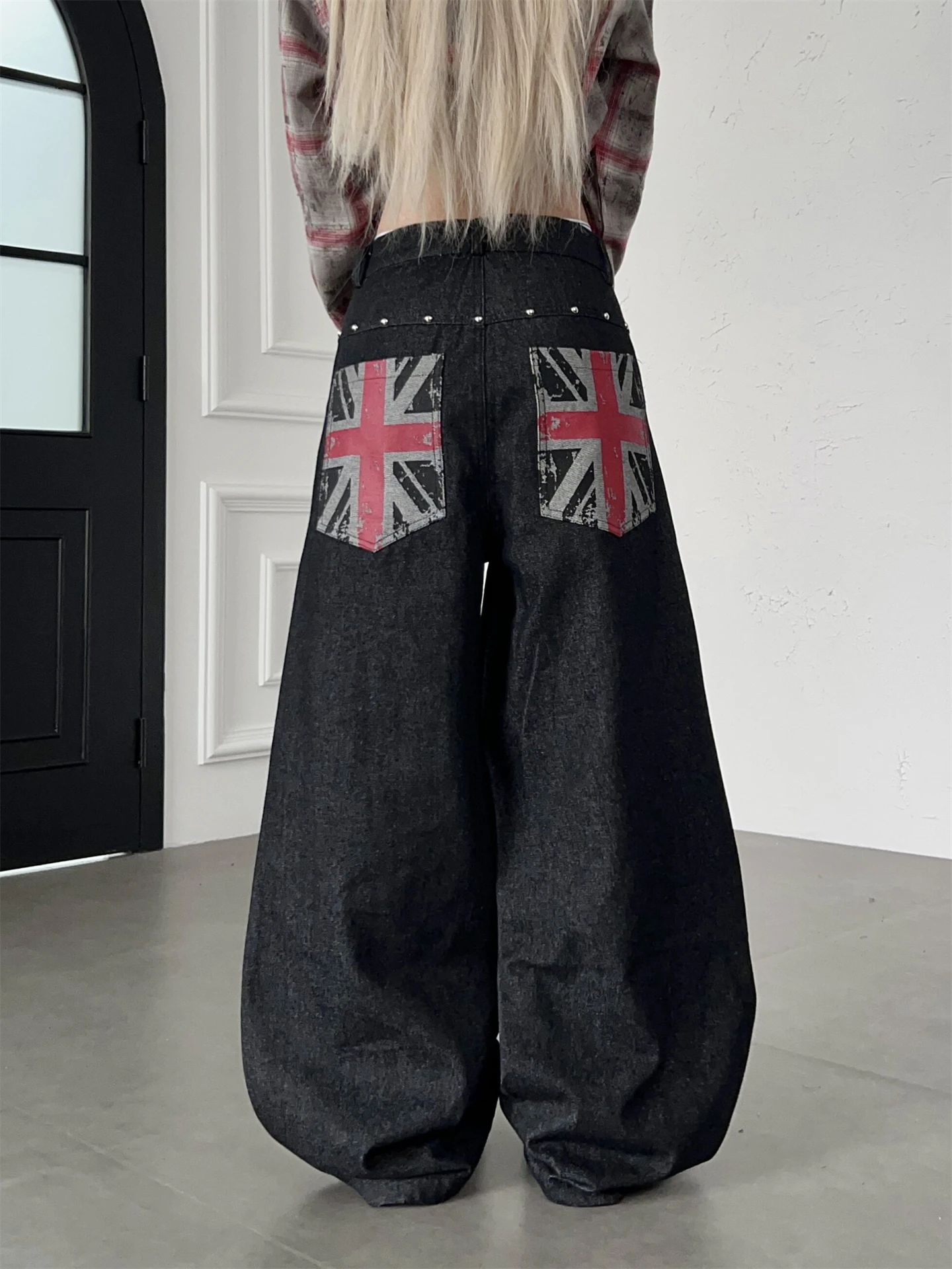 American Street Style Wide Leg Jeans Men's Spring Autumn Design Sense Original Cowhide Denim Pants Multiple Button Long Pants