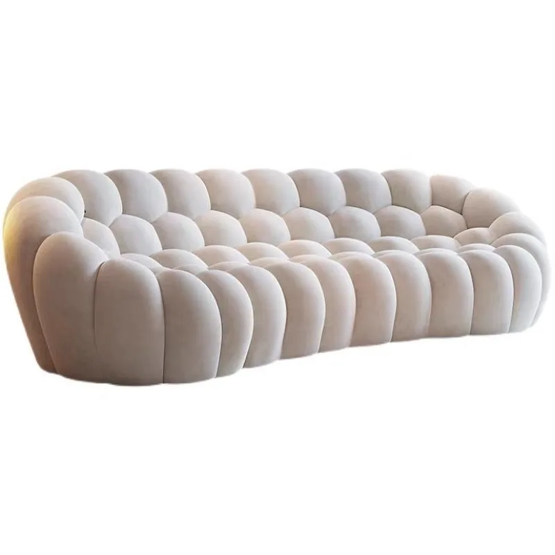 

Cream wind curved fabric sofa