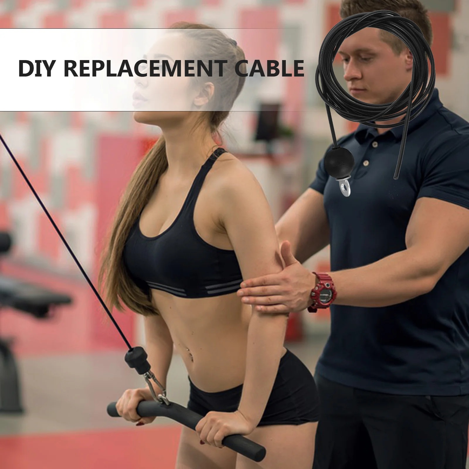 

1 set 1 Set Of Adjustable Fitness Pulley Cable Sturdy Reusable Workout Cable For Home Gym Exercise Attachments Multi-Function