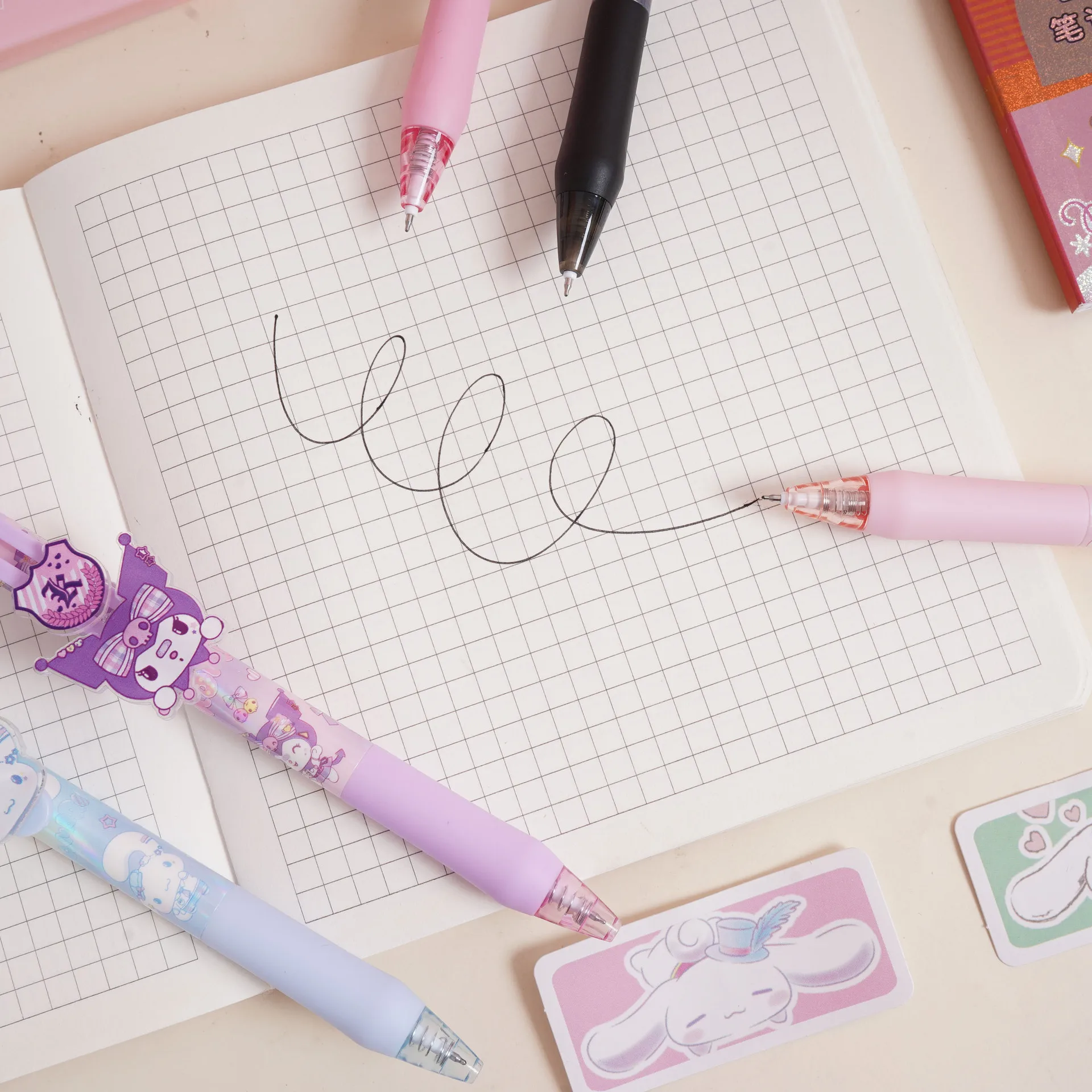 4/5/6 Stück/Set 0,55 mm Sanrio Kuromi Cinnamoroll Melody Kawaii Druck-Neutralstift-Box Cartoon Niedlicher Druckstift – Detail 11