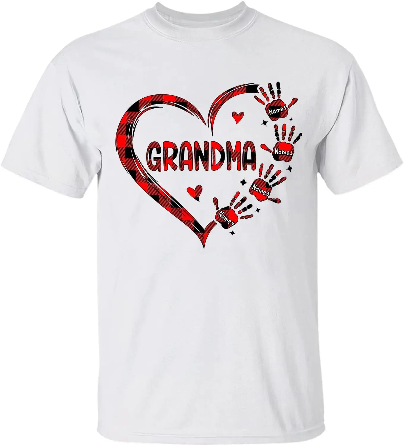 Personalized Grandma Heart Hand Leopard T-Shirt - Custom Mothers Day Shirt Gift for Grandma Nana - Funny Nana Shirt with Grandki