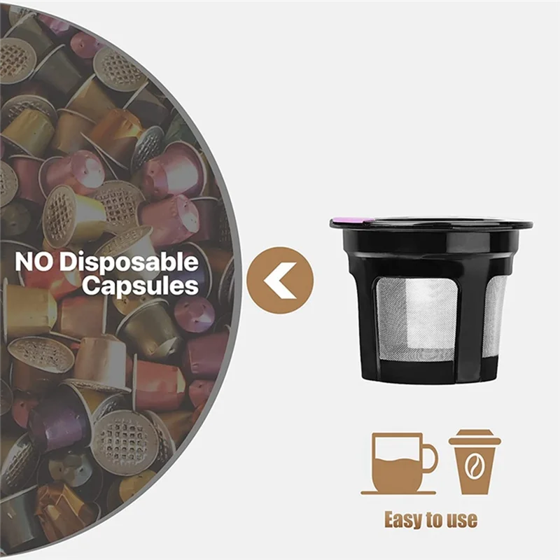 Reusable K Cups for , 6 Pack K Cup Reusable Coffee Pods with Plastic, Refillable K Cup Coffe Pods with 304 Mess