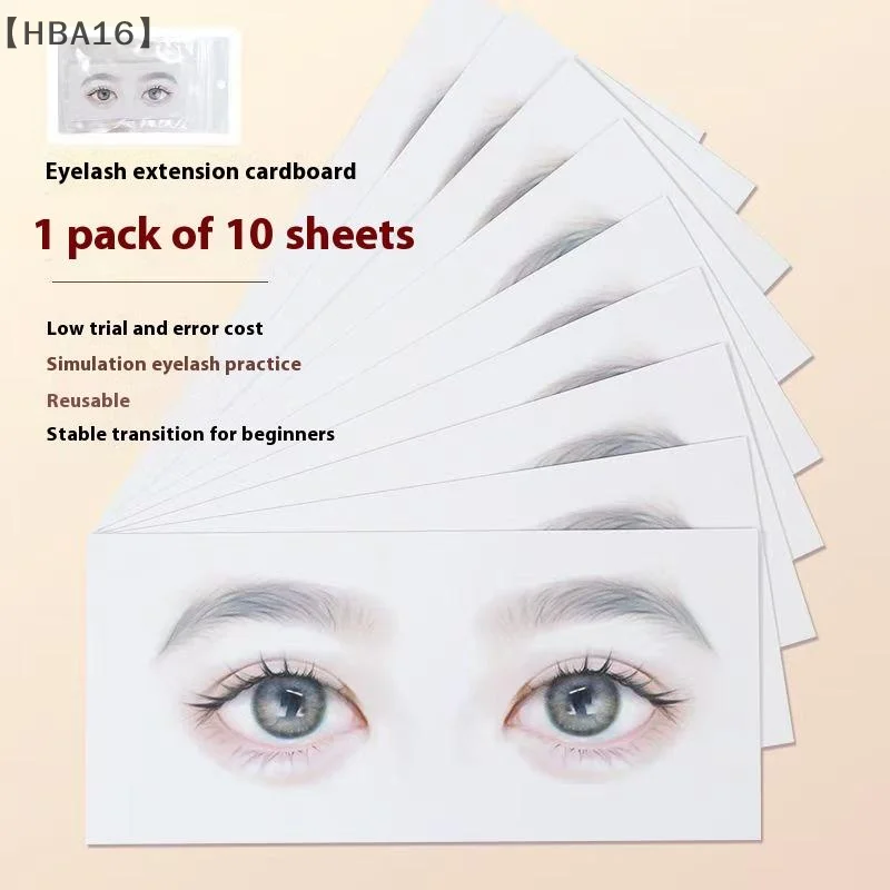 (HBA16) 10 個つけまつげカード初心者ラッシュマップチャートうっすらとしたまつげ再利用可能なメイクトレーニングまつげエクステンションツール Simulat