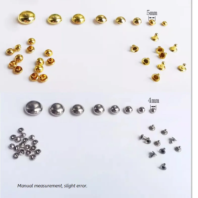 Copper Dome Cap Rivets Mushroom Studs Round Rivet for Bag Clothing Garment Shoes Pet Collar Parts DIY Accessories