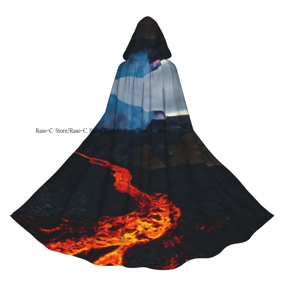 Volcano Dramatic Volcanic Eruption Hooded Cloak Polyester Unisex Witch Cape Costume Accessory