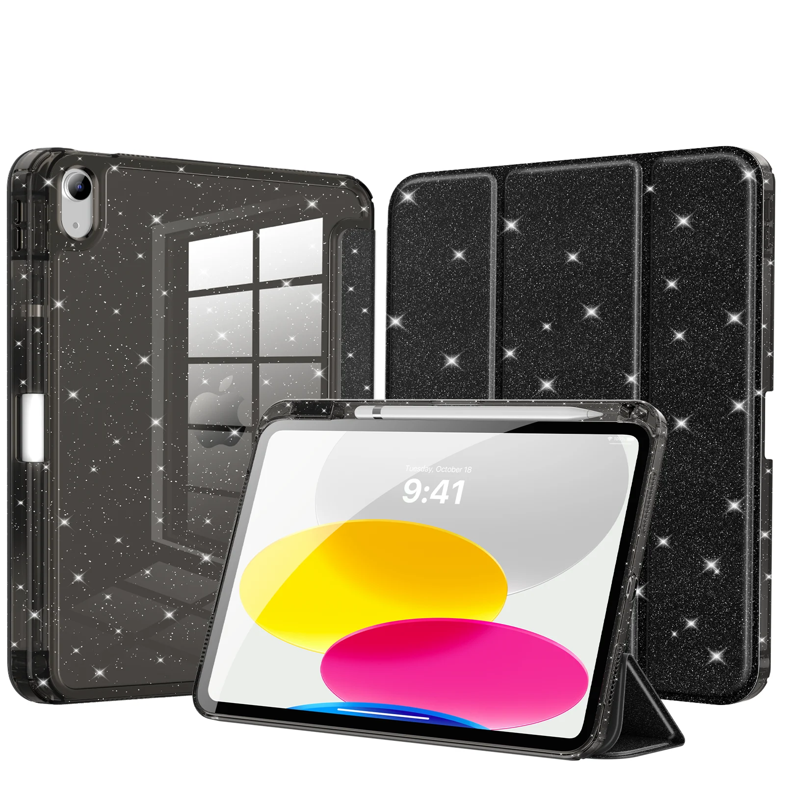

Чехол для iPad (A16) 11-го поколения, 2025/10-го поколения 2022, тонкий блестящий чехол-подставка для iPad 11/10,9 дюймов, чехол с подставкой для карандашей