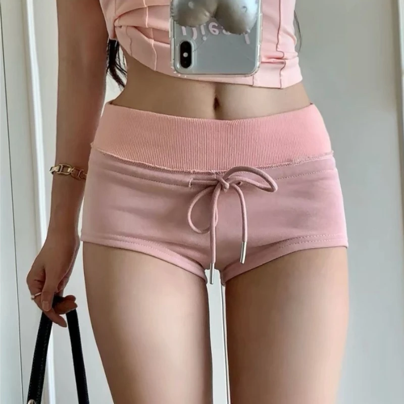 Women's 2026 Summer Sweet Cool Hot Girl Low Waist Tight Bodycon Shorts Sexy Slimming Sports Coquette Trendy