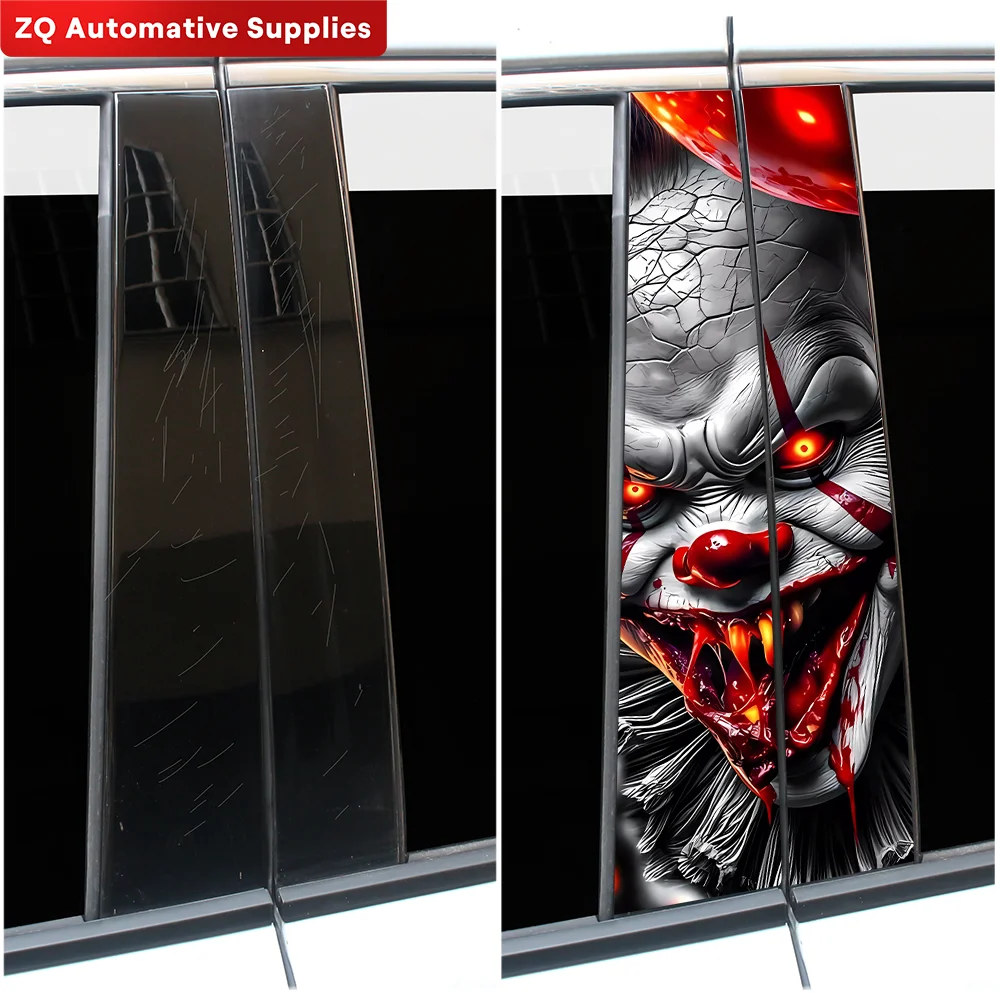 Horror Clown Car Stickers Waterproof DIY Auto B-pillar Protective Decoration Cover Scratches Universal Vehicle Decals Accessorie