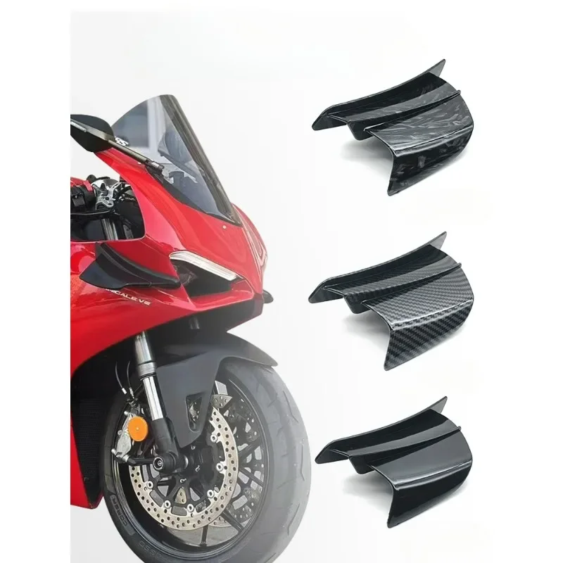 Stabilisateur de moto à motifs en fibre de carbone, aile de partenaires pour DUCATI, YAMAHA, HONDA, KAWASAKI, SUZUKI, QJMOTOR, CFMOTO, Mv Agusta, 1 paire