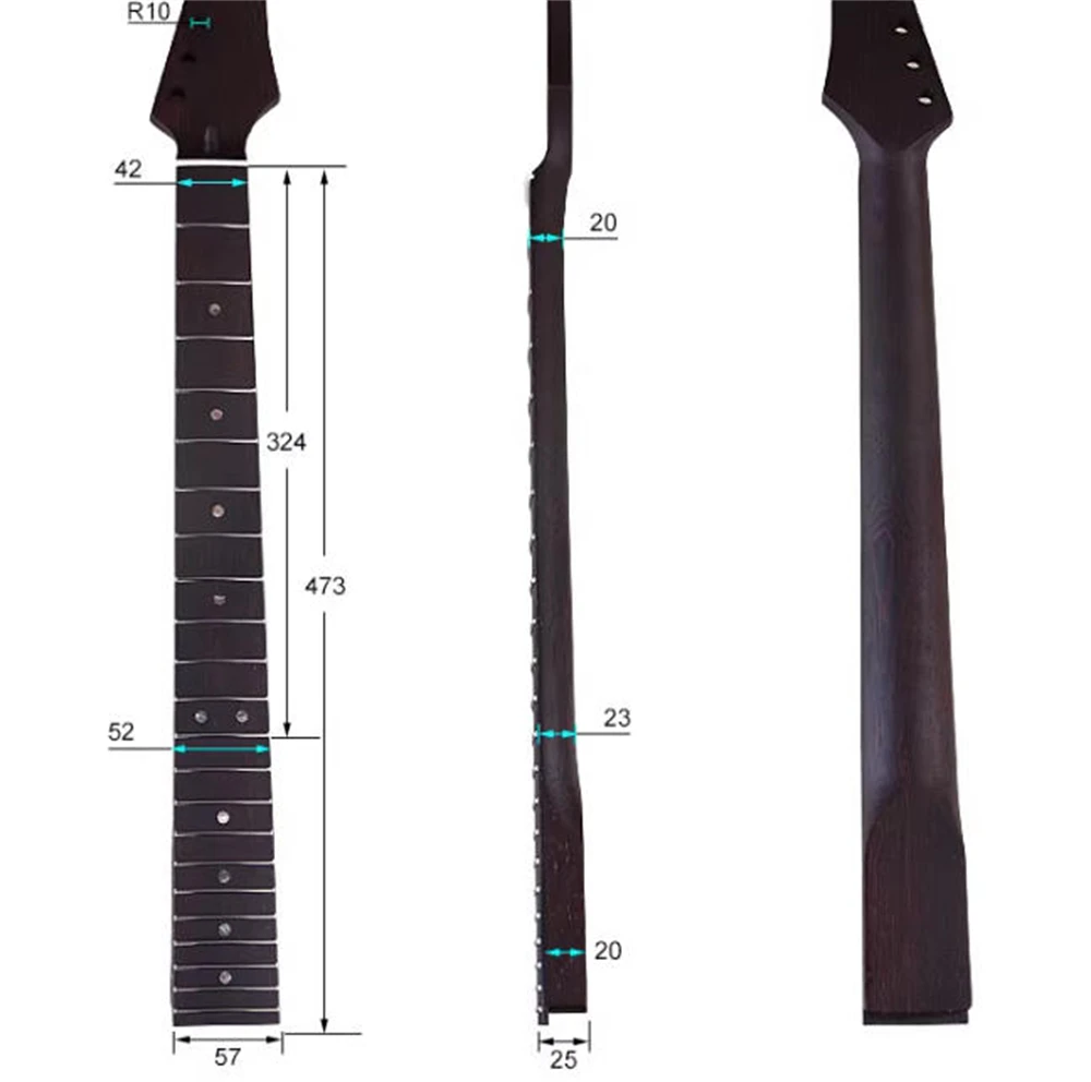 22Frets Headstock Adjustment Wenge Wood Electric Guitar Neck Abalone Dots Regular Nut Matte Paint Guitar Parts