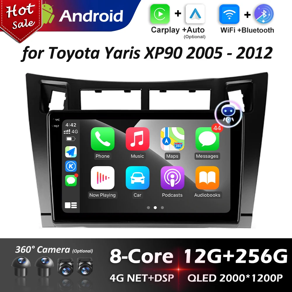 

for Toyota Yaris XP90 2005 - 2012 Car Android Intelligent System DSP Stereo 4G Navigation GPS WiFi IPS Touch Screen Bluetooth