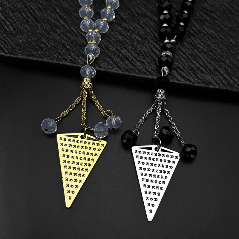 Stainless Steel Talisman Abracadabra Divination Chain Car Pendant for Women Men Abraxas Occult 33 Prayer Beads Jewelry Gift