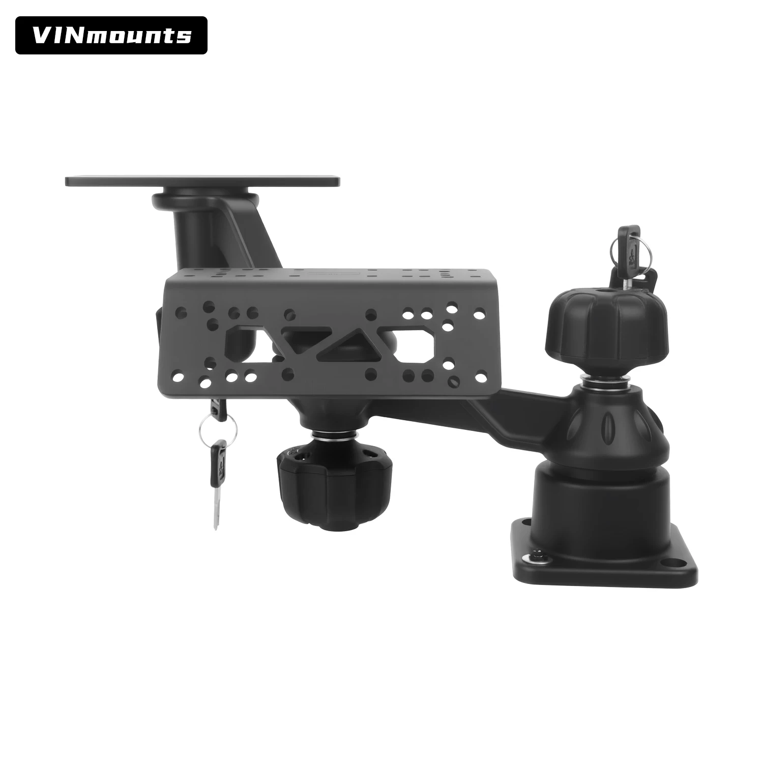 

VINmounts 3-Display Fish Finder GPS Chartplotter Sonar Mount, Marine Grade Aluminum, Adjustable, Anti-Theft Lock Boat Bracket
