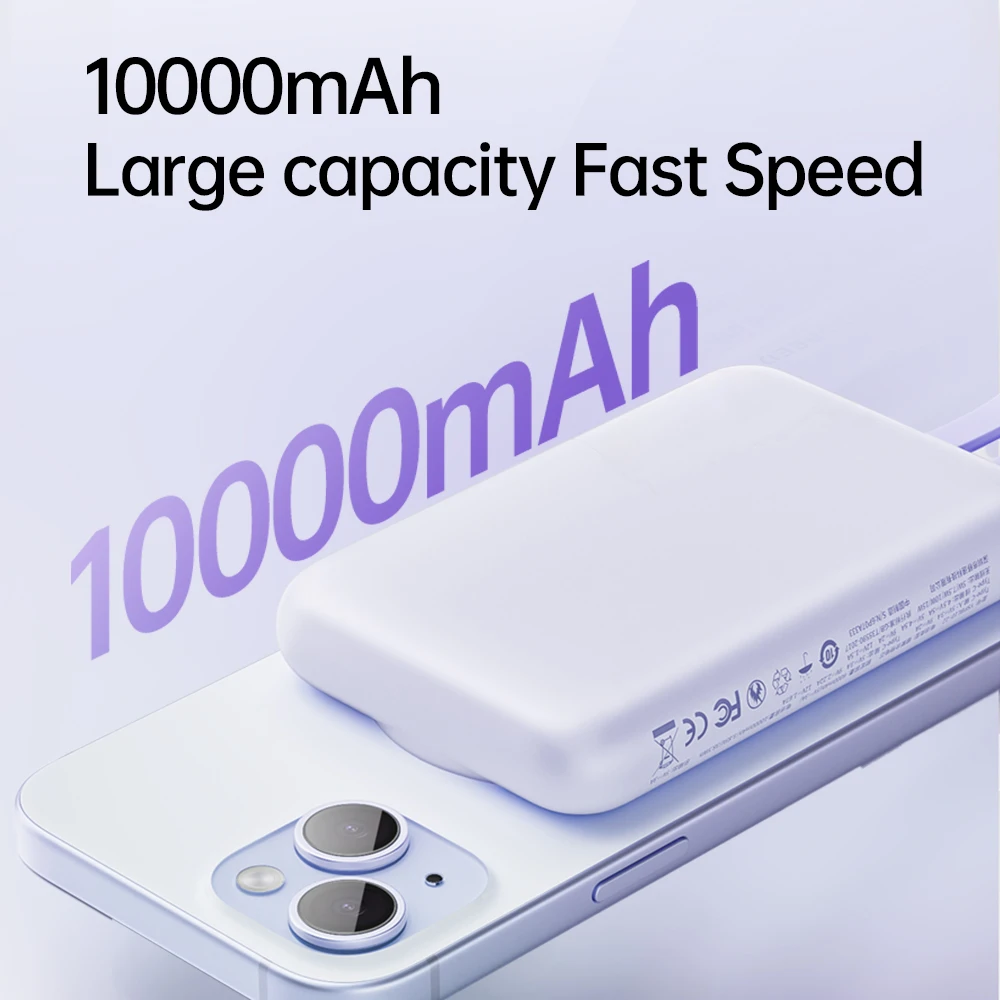 Per IPhone 16 15 14 13 Pro Max Power Bank magnetico 10000mAh Batteria esterna portatile wireless con cavo di tipo C