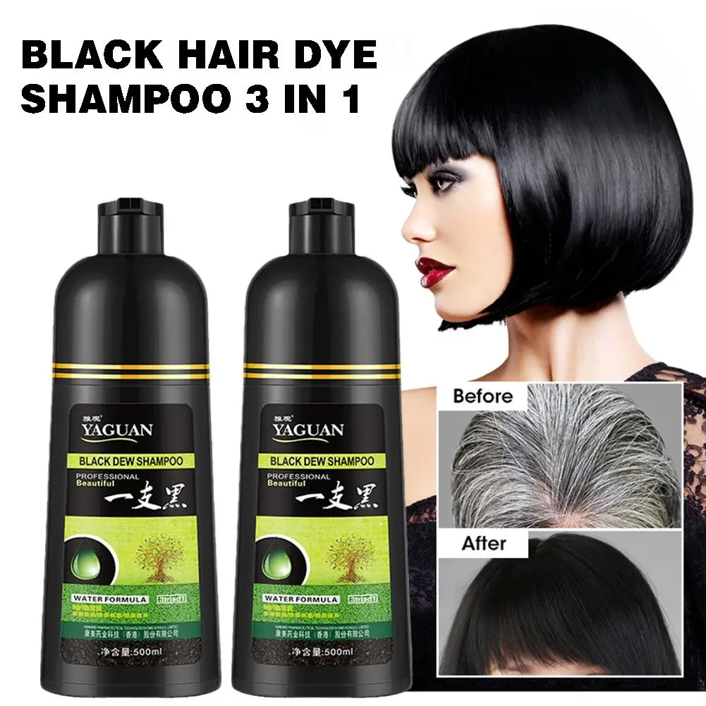 

500ml Black Hair Color Dye Hair Shampoo Cream Organic Permanent Covers White Gray Natural Ginger Essence For Women Men M5M6