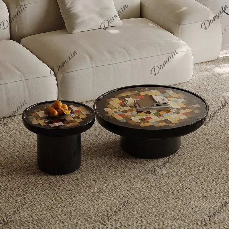 Y Italian Minimalist Round Coffee Table Set High Gloss Paint 2025 New Style For Small Living Room