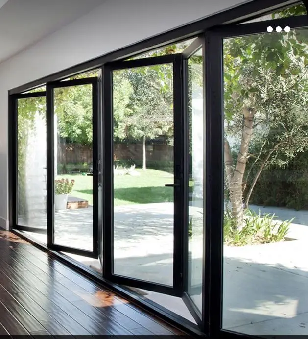 DN Folding Door For Rooms Double Glazing Modern Aluminium Doors For House Energy Efficiency Home Decoration Bifold Door