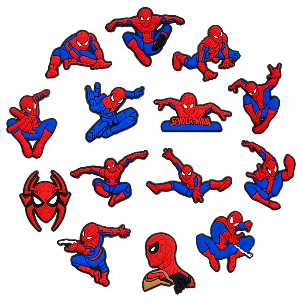 Cartoon Anime Heroe Character spider Shoe Charm 5/87PCS Mix PVC Clog Wristband Decor Buckle Detachable DIY Waterproof Party Gift