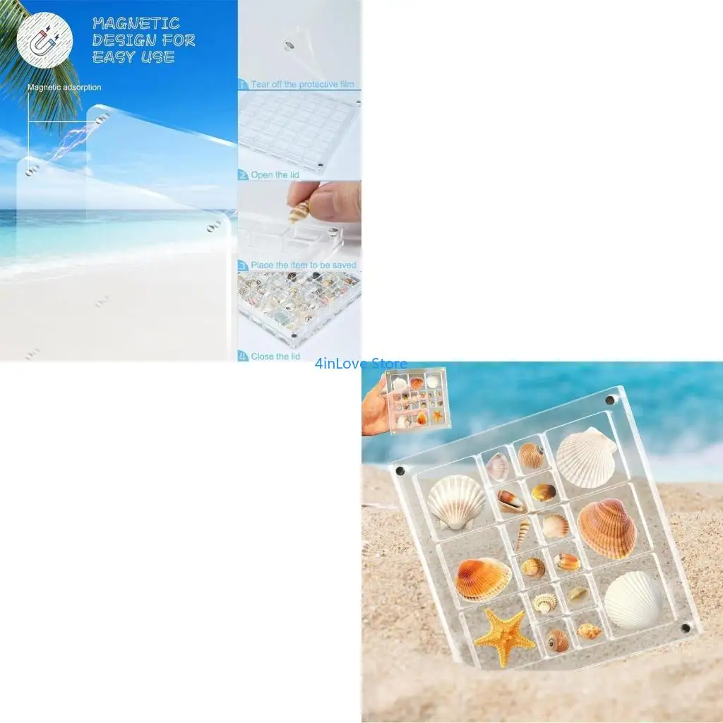 

T4MD Sturdy Acrylic Shell and Gemstones Display Case Elegant Shell Storage Organizers