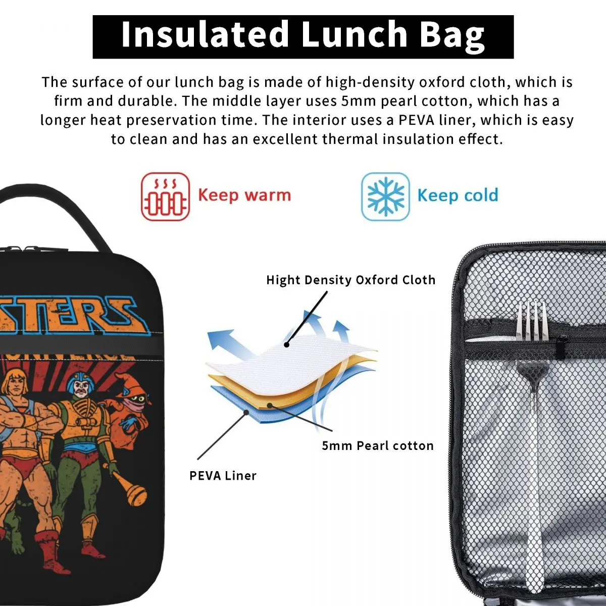 He-Man Masters Of The Universe Team Of Heroes Insulated Lunch Bag Cooler Lunch Container Tote Lunch Box Food Storage Bags