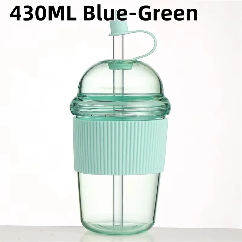 1 st 430 ml Draagbare Flip Stro Cup Kunststoffen Ins Stijl Hoge Capaciteit Waterflessen Thee Koffie Melk Hittebestendig Sap Jelly Cups