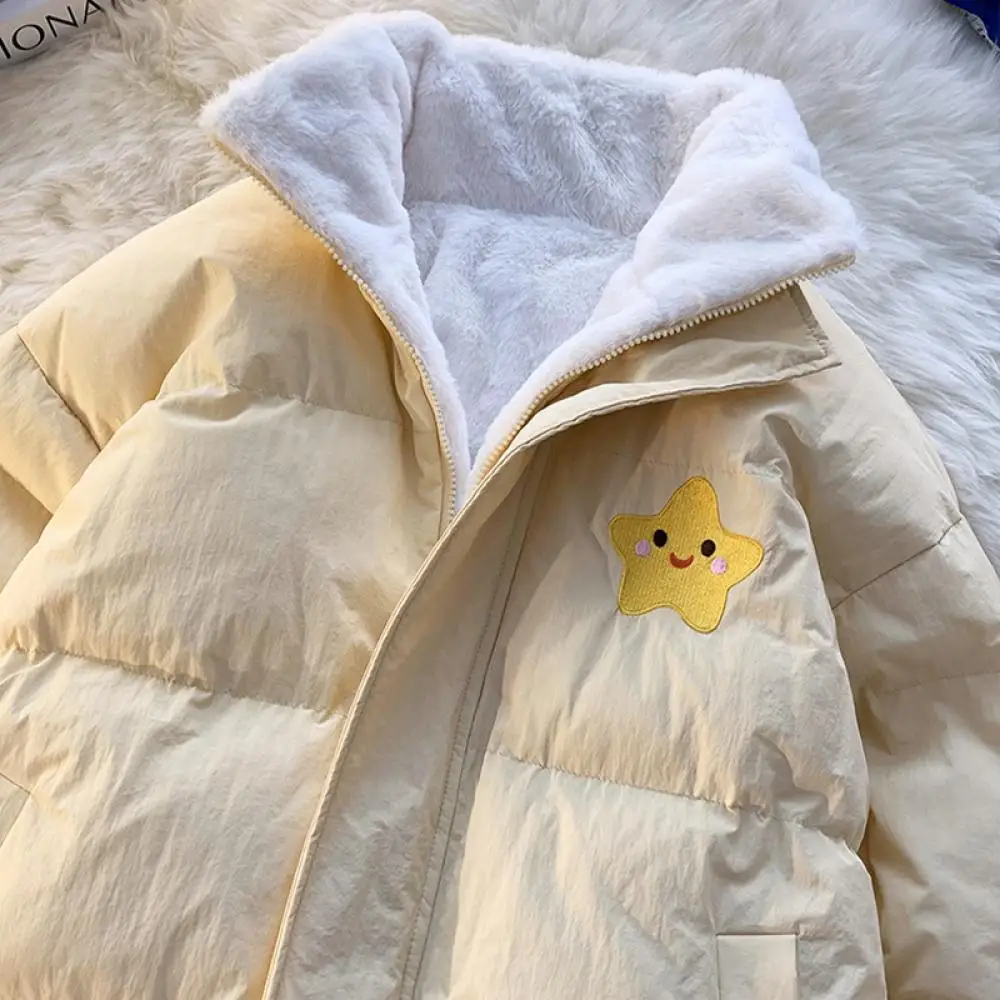 Hello Kitty down jacket Reversible women Sanrio anime Kawaii Cinnamoroll winter thicken warm cotton clothes coat student Loose