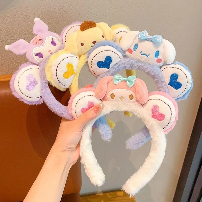 

Sanrio Korean version of children's cartoon plush Kulomi headband girl non-slip headband cute doll hair accessories hairpin